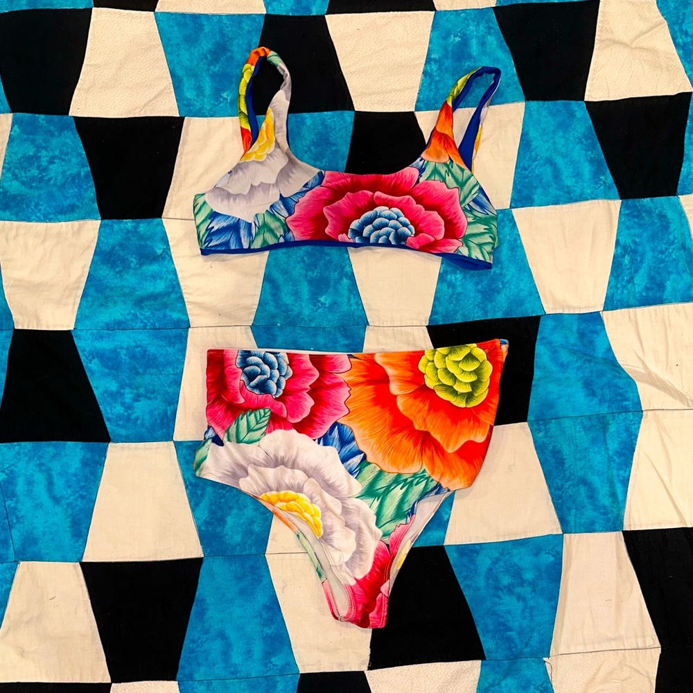 Floral High Waist Bathing Suit